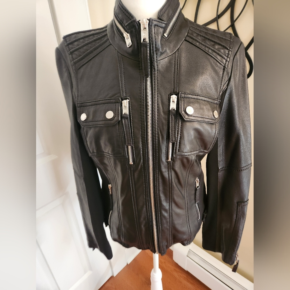MICHAEL KORS LEATHER MOTO JACKET